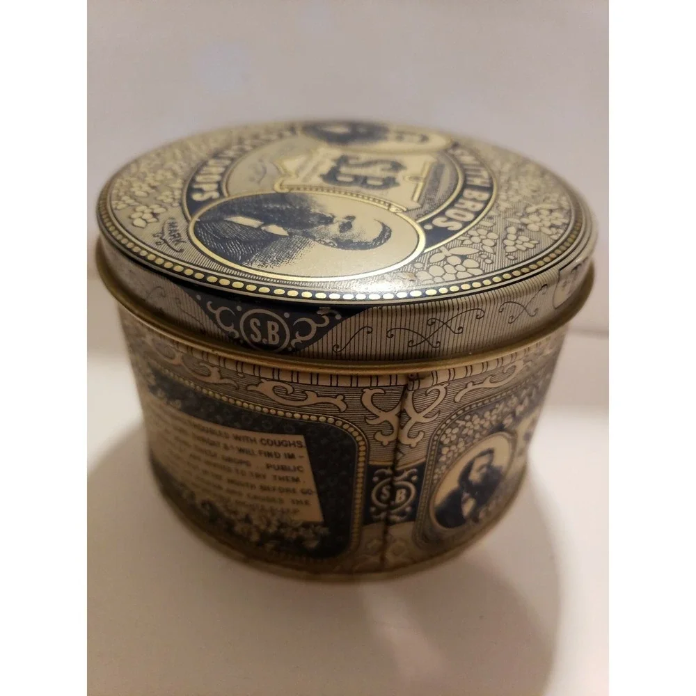 Vintage Smith Bros S.B. Cough Drops Tin Container Advertising‎ collectible C-6